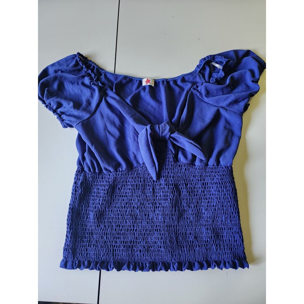 Blue Leopard Brand Blouse Womens 3x Blue